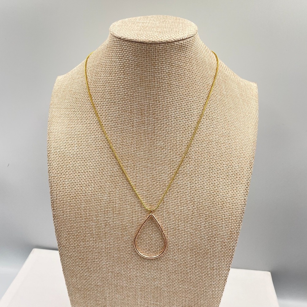 Adjustable Gold-Tone Fashion Stardust Open Teardrop Pendant Lobster Necklace